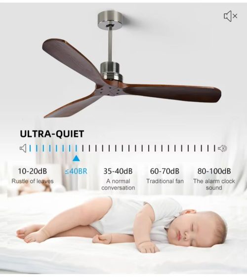 MX-8050 Dimming Remote Control Wooden Ceiling Fan with Light for Kitchen Bedroom Living Room