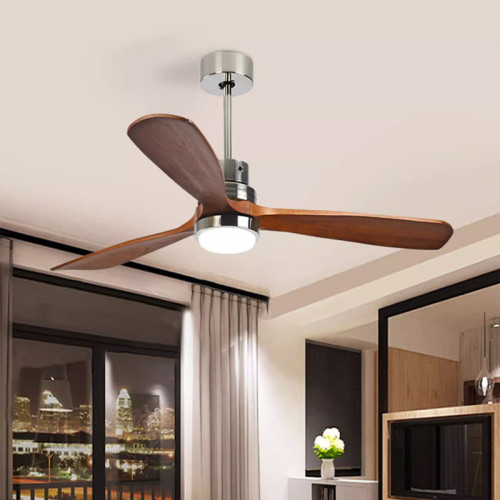 MX-8050 Dimming Remote Control Wooden Ceiling Fan with Light for Kitchen Bedroom Living Room