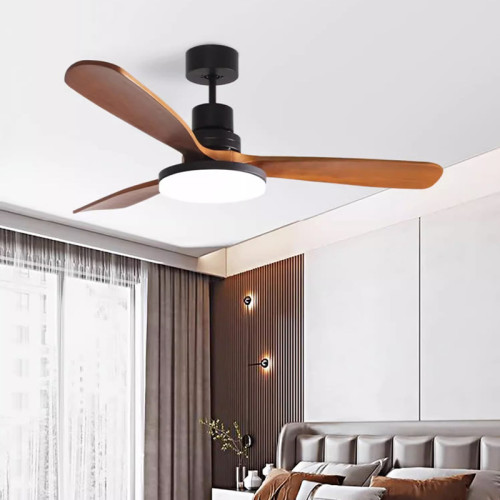 MX-8050 Dimming Remote Control Wooden Ceiling Fan with Light for Kitchen Bedroom Living Room