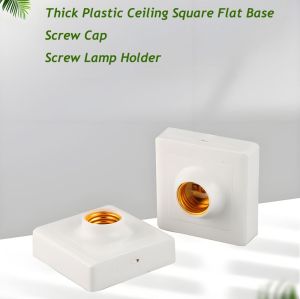 MX-E27S Thick Plastic Ceiling Square Flat Base Screw Cap Screw Lamp Holder