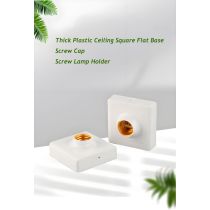 MX-E27S Thick Plastic Ceiling Square Flat Base Screw Cap Screw Lamp Holder