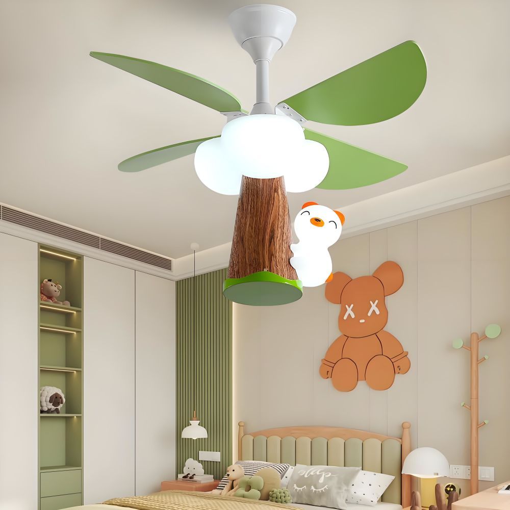 MX-KB02 Little Bear Kids Room Eye Protection Dimmable 33 Inches Children Ceiling Fan with Light