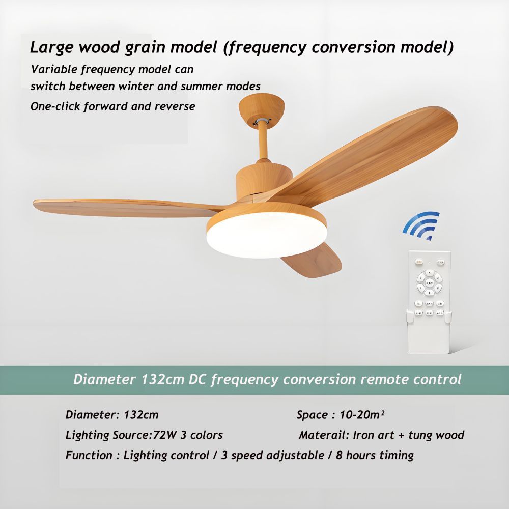 large wood grain model frequency conversion wood ceiling fan light