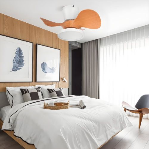 MX-PJ301-3 Wood Color Large Air Volume  Dinning Room Bedroom  Silent Ceiling Fan with LED Light