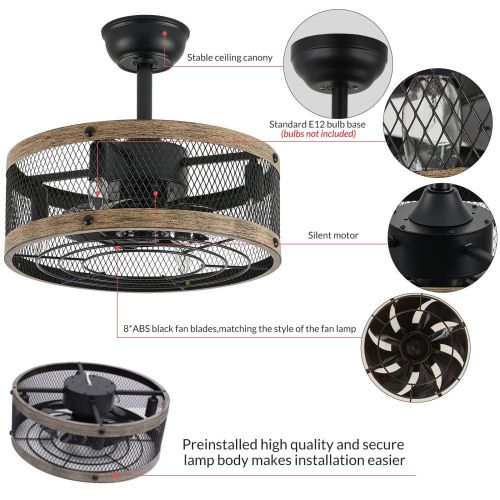 MX-GY01 Hot Sale Industrial Style Bedroom Bladeless Black Ceiling Fan with Lights