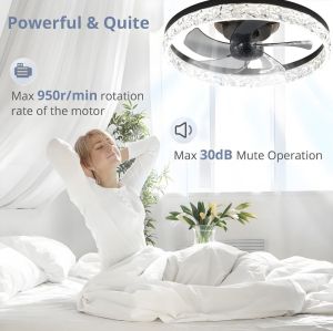 MX-SD8266 6 Speeds Adjustable Flush Mount Bladeless Remote Control Modern Ceiling Fan with Light