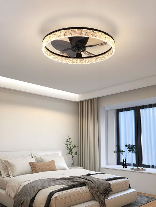 MX-SD8266 6 Speeds Adjustable Flush Mount Bladeless Remote Control Modern Ceiling Fan with Light