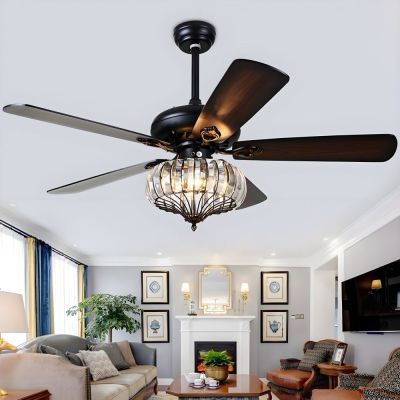 MX-PJ9006 Retro Silent Restaurant Fan Light Country Bedroom Frequency Conversion Ceiling Fan Light