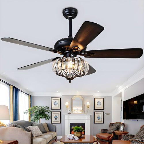 MX-PJ9006 Retro Silent Restaurant Fan Light Country Bedroom Frequency Conversion Ceiling Fan Light