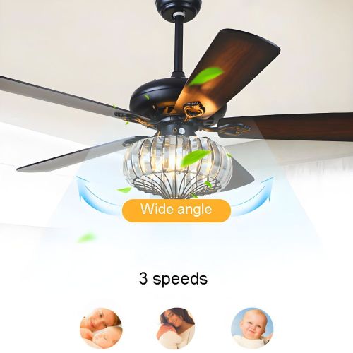 MX-PJ9006 Retro Silent Restaurant Fan Light Country Bedroom Frequency Conversion Ceiling Fan Light