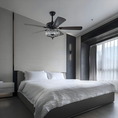 MX-PJ9006 Retro Silent Restaurant Fan Light Country Bedroom Frequency Conversion Ceiling Fan Light