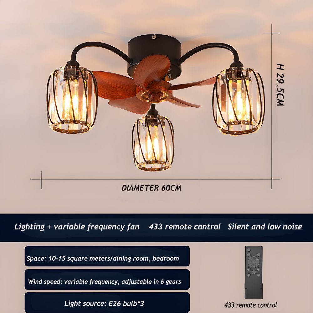 3 lamp head ceiling fan with lights 