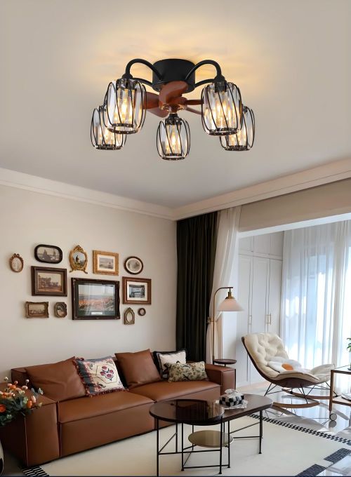 MX-SDTY01 New Cross-Border Retro Ceiling Fan Lamp For Living Room, Dining Room And Bedroom