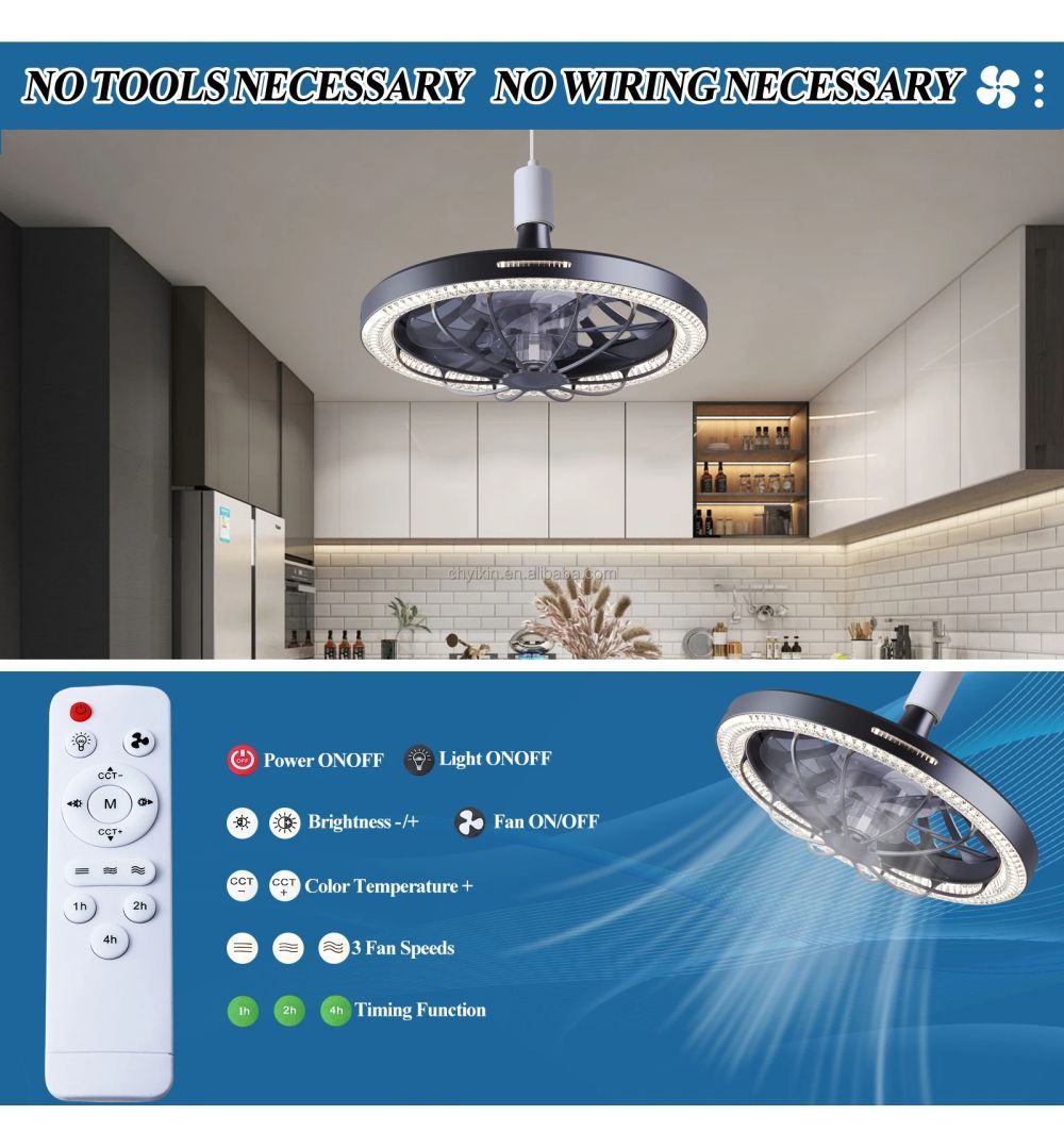 3 Speed Adjustable Remote Control Wall Swtich Widely Used E27 Socket Celling Flower Fan Light