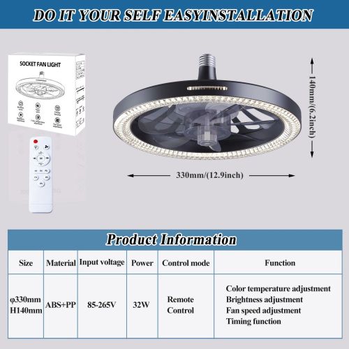 MX-AQ019 Dimming Smart E27 Socket 360 Rotating Home Decor Modern LED Ceiling Fan with Lights