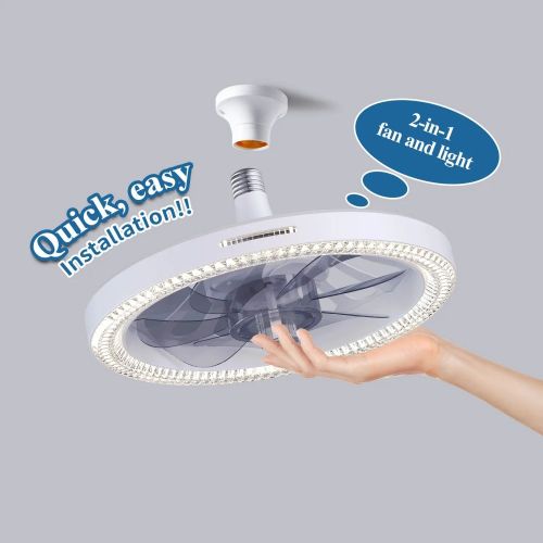 MX-AQ019 Dimming Smart E27 Socket 360 Rotating Home Decor Modern LED Ceiling Fan with Lights