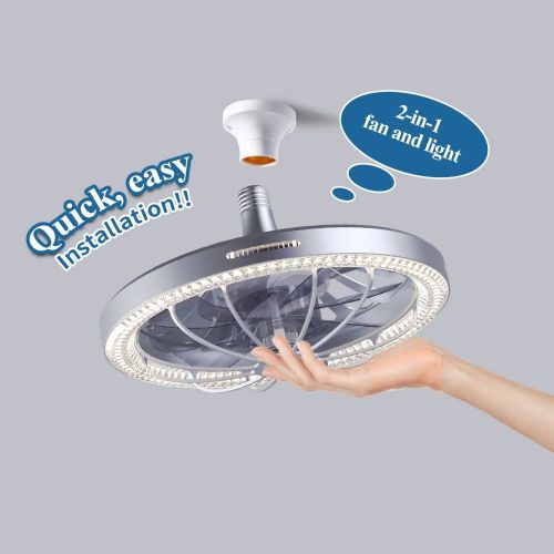 MX-AQ019 Dimming Smart E27 Socket 360 Rotating Home Decor Modern LED Ceiling Fan with Lights