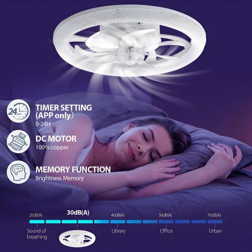 MX-BNS1087  Low Profit Bluetooth Remote Control Dimming Smart RGB-LED ceiling fans with lights