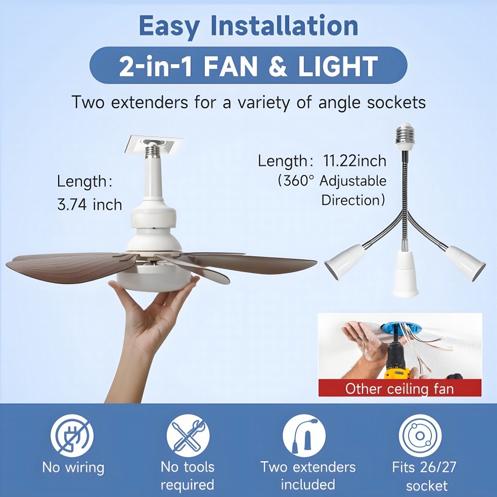 E26 27 socket ceiling flower fan light 