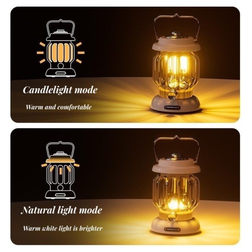 Waterproof Emergency Powered Ultra-long Life Rechargeable Vintage Hung and Placed Portable Camping Tent Lamp