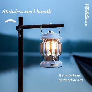 Waterproof Emergency Powered Rechargeable Vintage Hung and Placed Portable Camping Tent Lamp