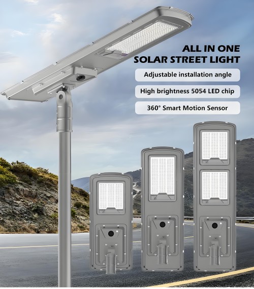 Energy Conservation Light Control Road Lamp Aluminum 300w 400w All In One Solar LED Street Lights