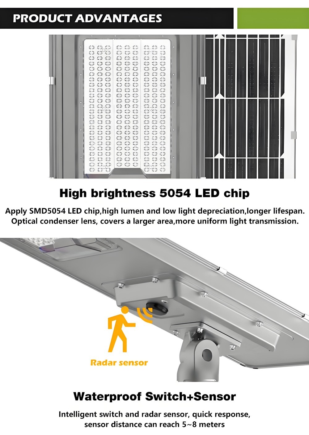 5054 LED Chip Solar Street Light 