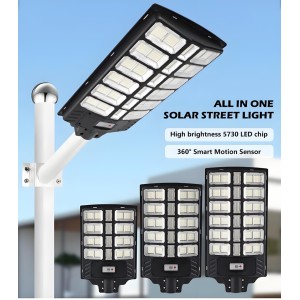 IP65 ABS Radar Sensor Road Lamp 300w 500w 800w All In One Solar Led Street Light
