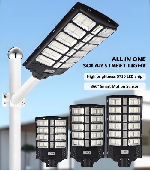 IP65 ABS Radar Sensor Road Lamp 300w 500w 800w All In One Solar Led Street Light