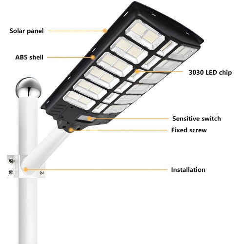 IP65 ABS Radar Sensor Road Lamp 300w 500w 800w All In One Solar Led Street Light