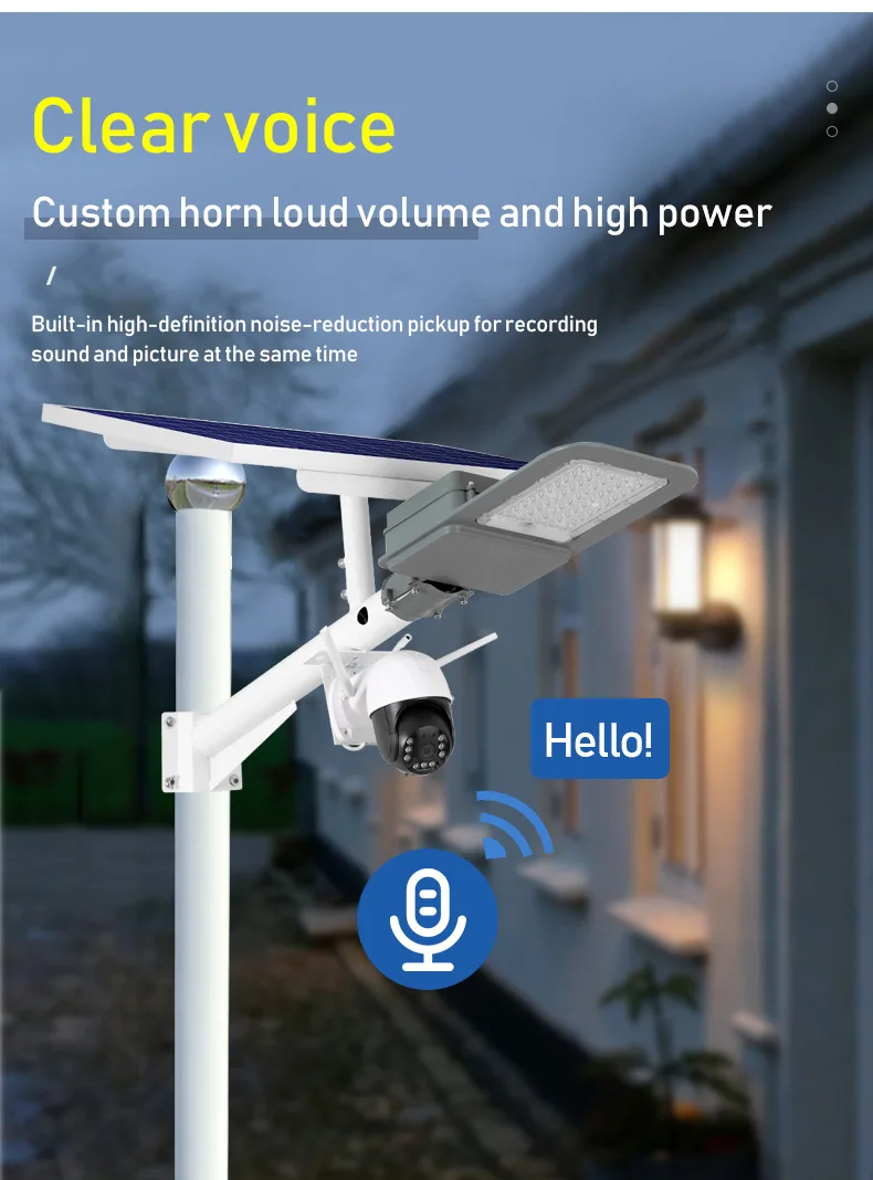 Split Solar Street LED Lights with CCTV and Speaker 