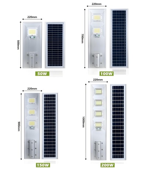 Project Intelligent Radar Sensor High Lumen All In One Aluminum LED Solar Street Light