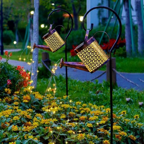 Outdoor Yard Walkway Waterproof Decorative Table Solar Lantern Hanging Metal Solar LED Garden Light