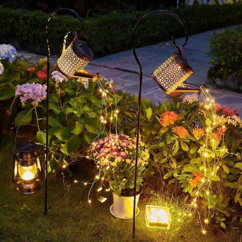 Outdoor Yard Walkway Waterproof Decorative Table Solar Lantern Hanging Metal Solar LED Garden Light