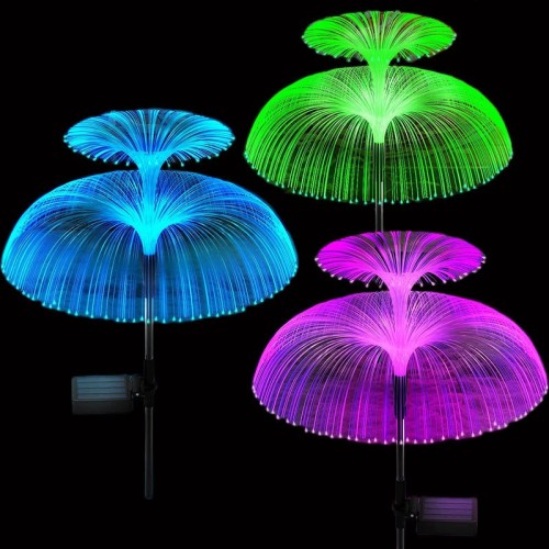 Outdoor Yard Garden Waterproof 7 Color Changing Double Jellyfish and Star Solar Flower Lights