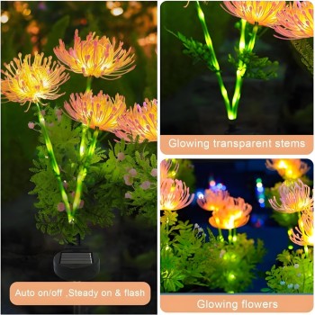 Garden Decoration Outdoor Glowing Flower Stems Solar Lights