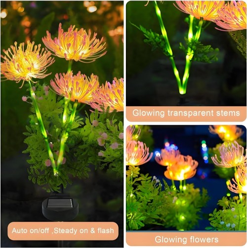 Garden Decoration Outdoor Glowing Flower Stems Solar Lights