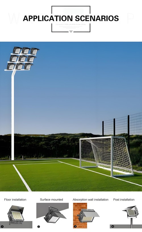 New Style Outdoor Tennis Sports  Court Waterproof Ip66 High Pole Solar Stadium Flood Light