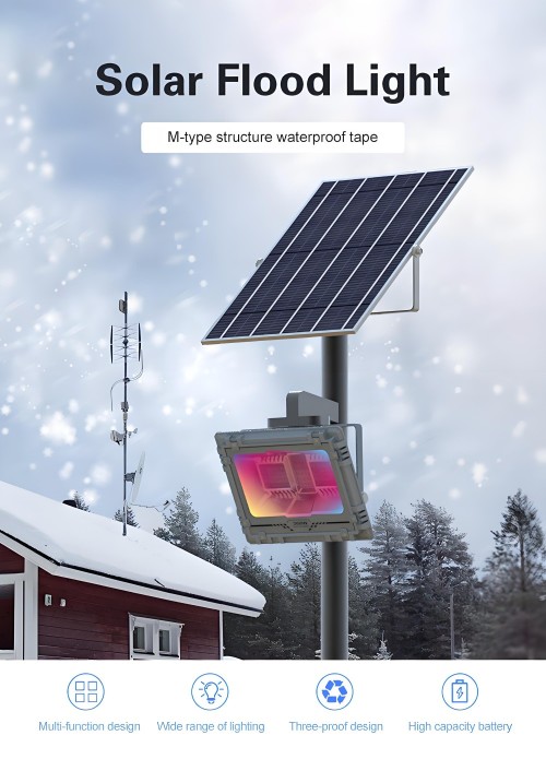 Smart Control Solar Luminaire with Bluetooth Music Rhythm IP67 800W RGB Solar LED Flood Light