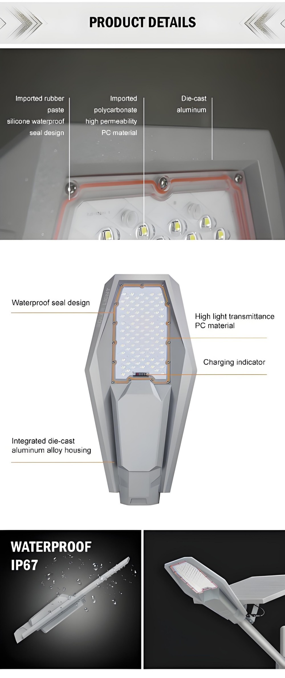 IP67 Solar Street Lights Lamp 