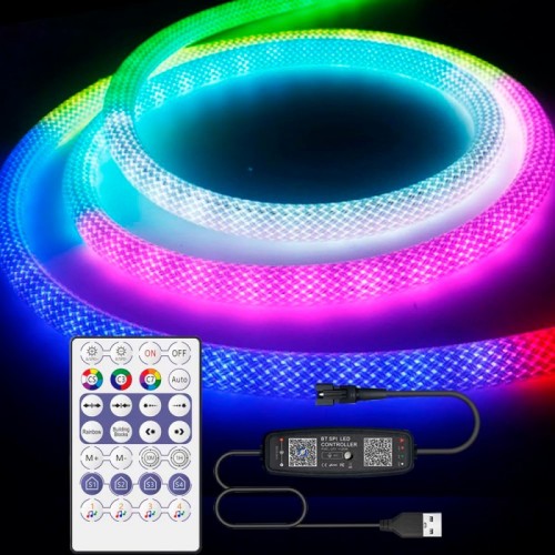 Bluetooth USB Smart IC 360° Round Nelon Flexible Rope RGB led strip light with Controller