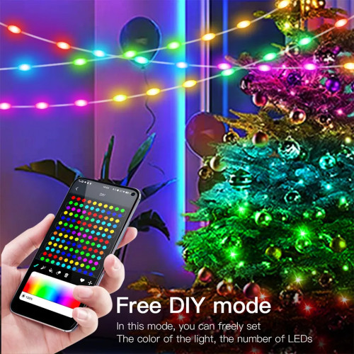 USB 5V Bluetooth Music APP Addressable Fairy Lights Party Garland Christmas Decoration RGBIC LED String Light