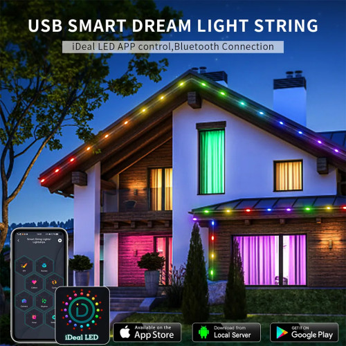 USB 5V Bluetooth Music APP Addressable Fairy Lights Party Garland Christmas Decoration RGBIC LED String Light