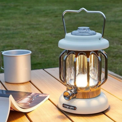 Waterproof Emergency Powered Ultra-long Life Rechargeable Vintage Hung and Placed Portable Camping Tent Lamp