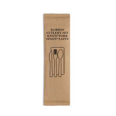 Printed On Retail Packaging Bag, Bamboo Cutlery Custom Packaging