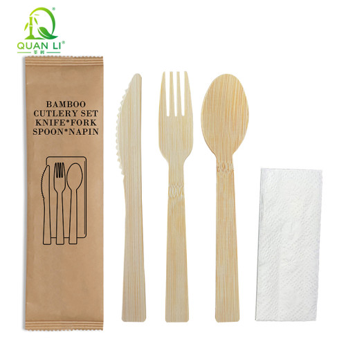 Disposable Bamboo Cutlery Set Wholesale QL Eco-Friendly Bamboo Spoon | Fork | Knife 170mm