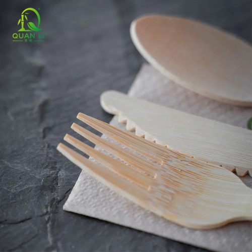 QL 14cm Bamboo Cutlery Set Wholesale | Disposable Bamboo Spoon Fork Knife Kit