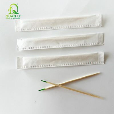 Bamboo Toothpicks Wholesale Individual Paper Wrapped Double Point Fruit Picks