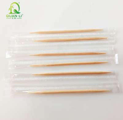 Bamboo Toothpicks Wholesale | Individual Cello Wrapped Double Point Toothpicks