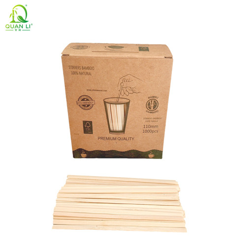 Bamboo Disposable Coffee Stirrer 110 mm 140 mm for Automatic Vending Machines - Bulk Wholesale for Distributors & Retailers - Custom Logo & Packaging Available